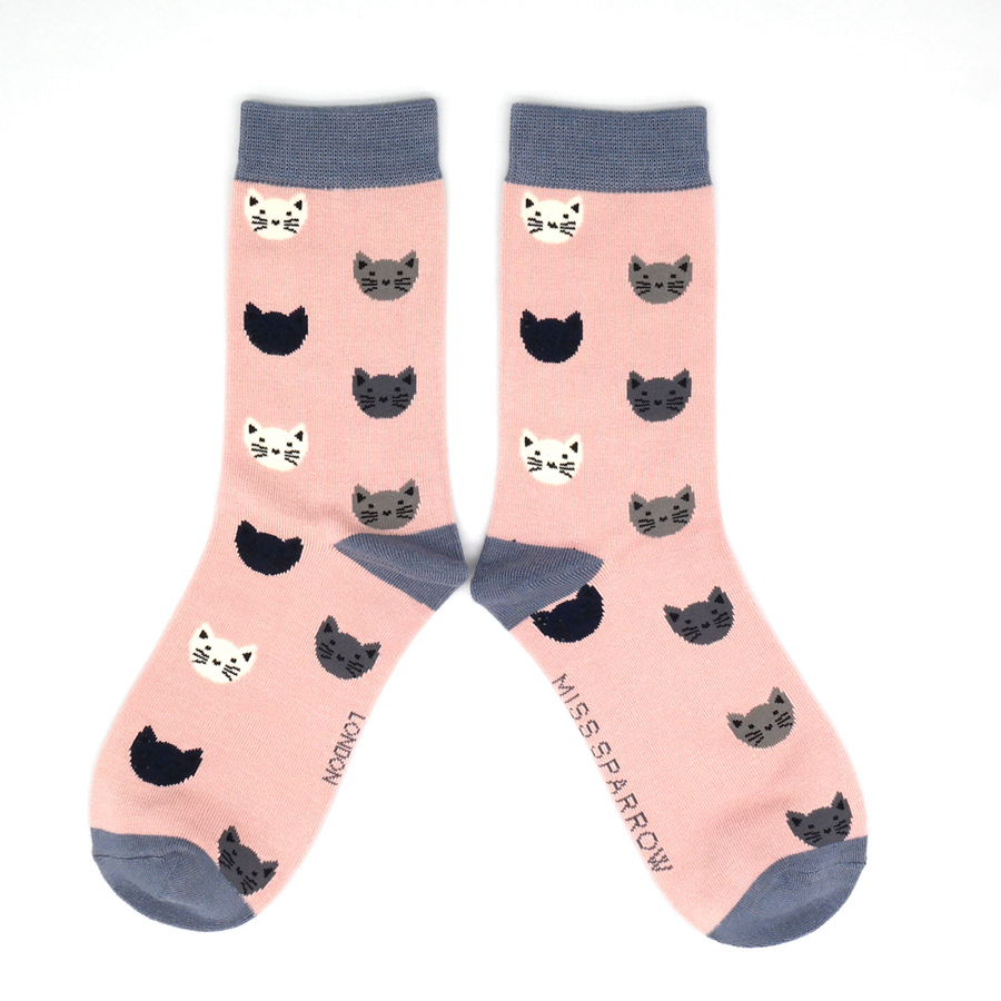 Kitty Face Socks Dusky Pink-0 Kitty Face Socks Dusky Pink-0