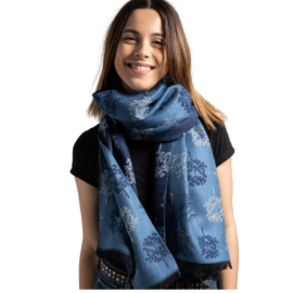 Scandi Trees Scarf Blue-0
