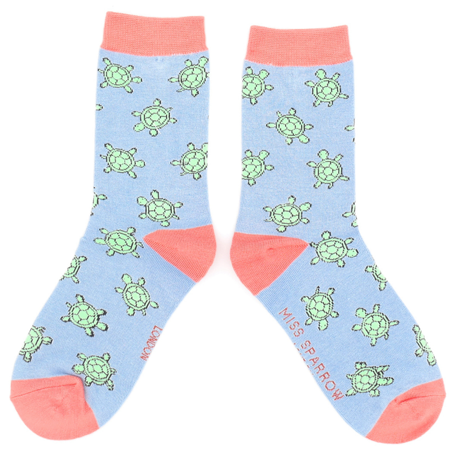 Cute Turtles Socks Powder Blue-4766 Cute Turtles Socks Powder Blue-4766