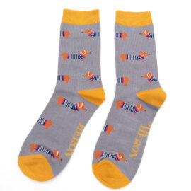 Mr Heron Parisian Pups Socks Mid Grey-0