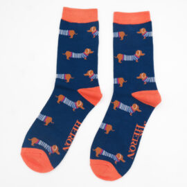 Mr Heron Parisian Pups Socks Navy-0
