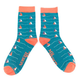 Mr Heron Sailing Boats Socks Teal-0