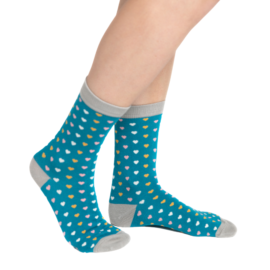 Hearts Socks Teal-0