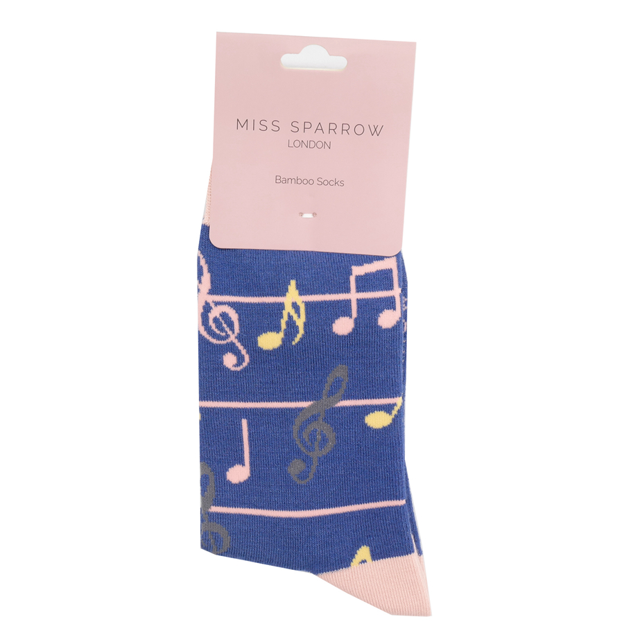 Multicolour Music Notes Socks Denim-4960 Multicolour Music Notes Socks Denim-4960