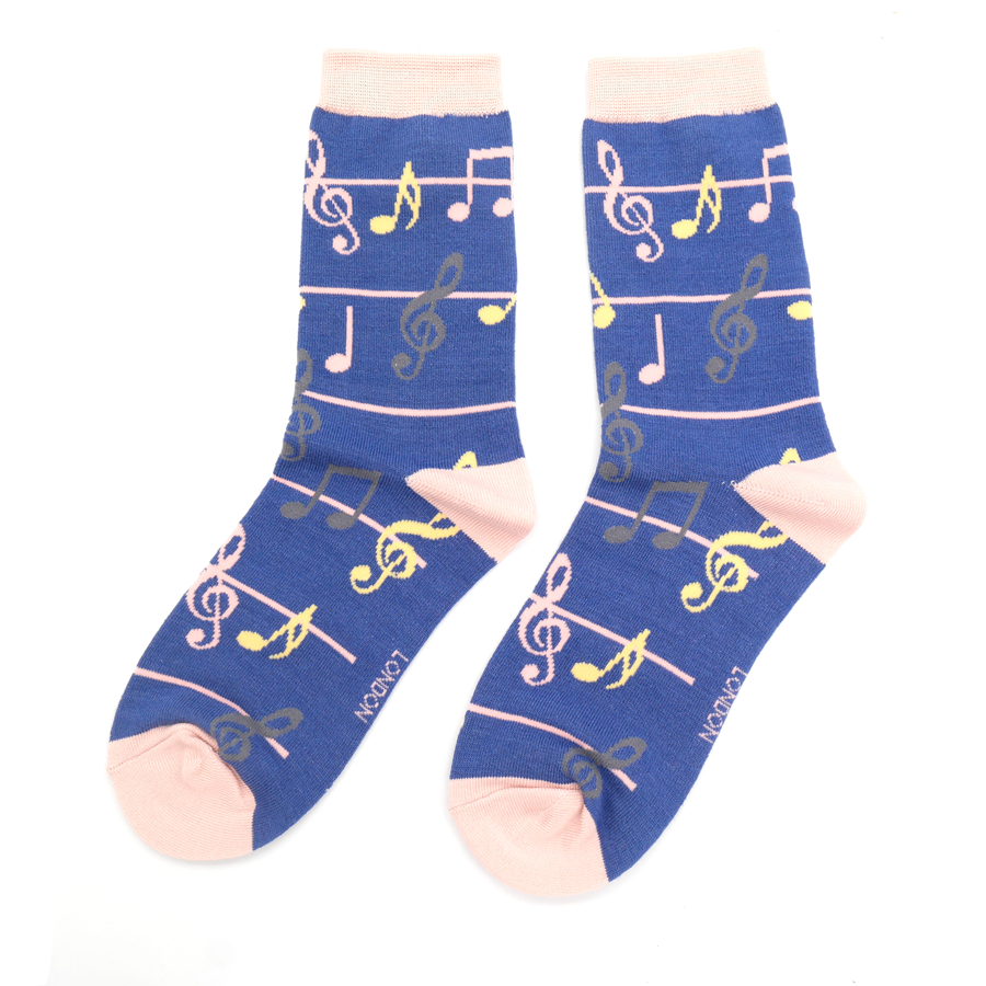Multicolour Music Notes Socks Denim-0 Multicolour Music Notes Socks Denim-0