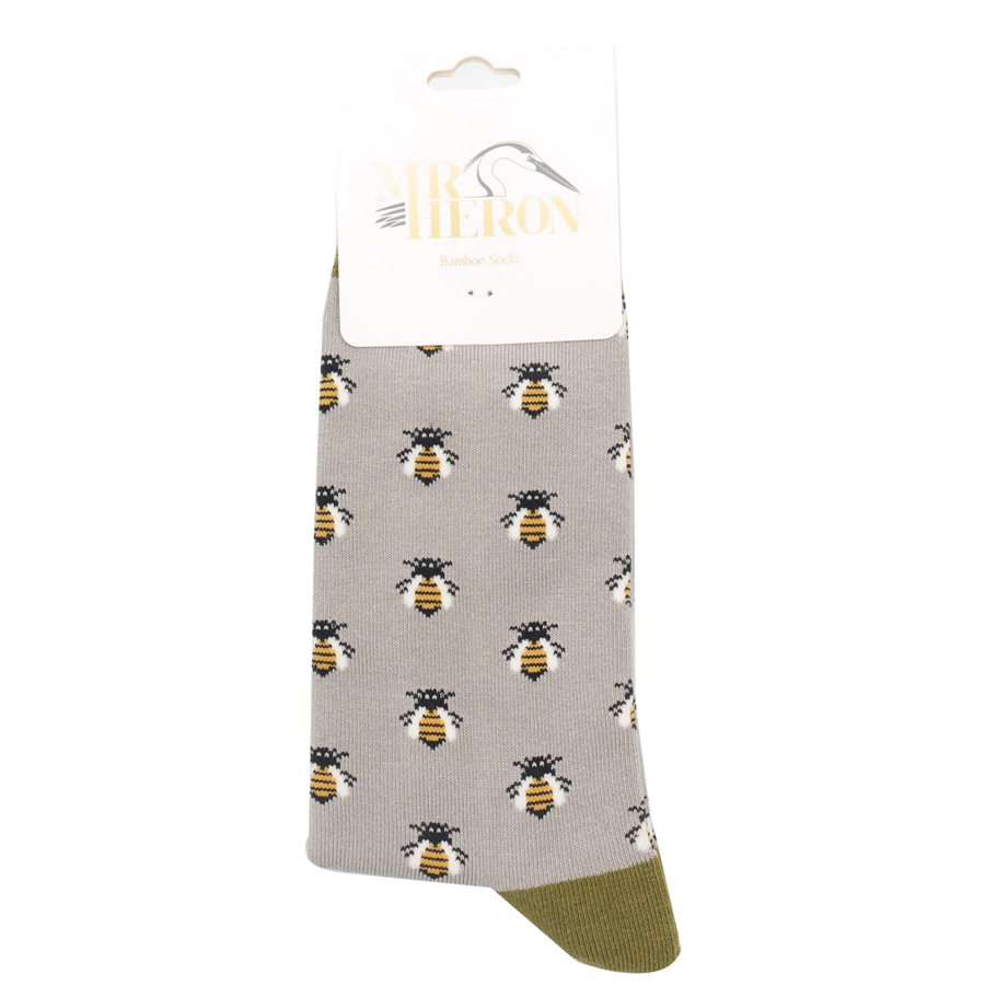 Mr Heron Honey Bees Socks Grey-4931 Mr Heron Honey Bees Socks Grey-4931