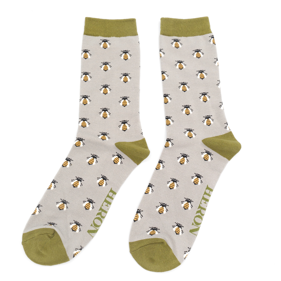 Mr Heron Honey Bees Socks Grey-0 Mr Heron Honey Bees Socks Grey-0