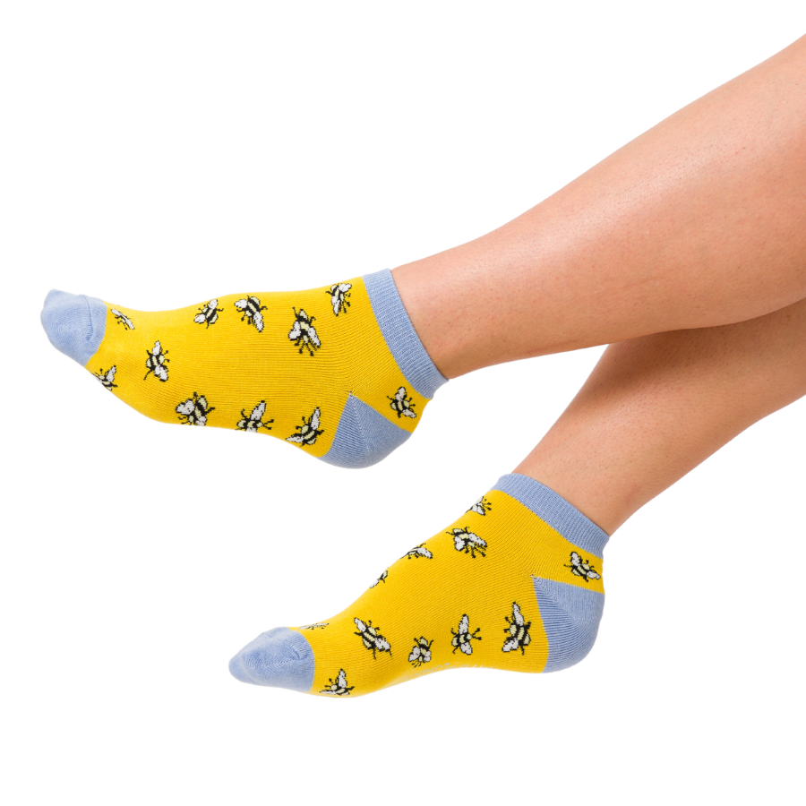Bumble Bee Scattered Trainer Socks Light Yellow-0 Bumble Bee Scattered Trainer Socks Light Yellow-0
