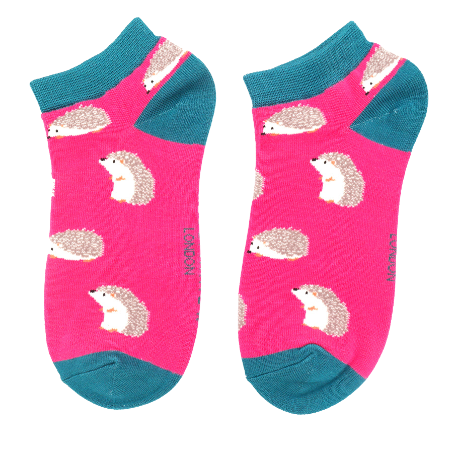 Cute Hedgehogs Trainer Socks Hot Pink-5169 Cute Hedgehogs Trainer Socks Hot Pink-5169