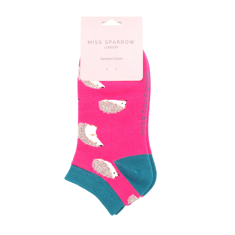 Cute Hedgehogs Trainer Socks Hot Pink-5170 Cute Hedgehogs Trainer Socks Hot Pink-5170