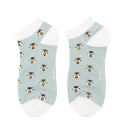 Honey Bees Trainer Socks Powder Blue-0