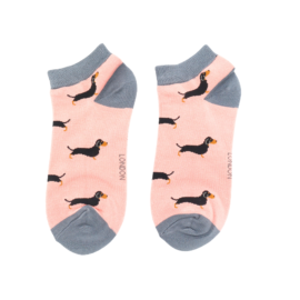 Little Sausage Dogs Trainer Socks Dusky Pink-0