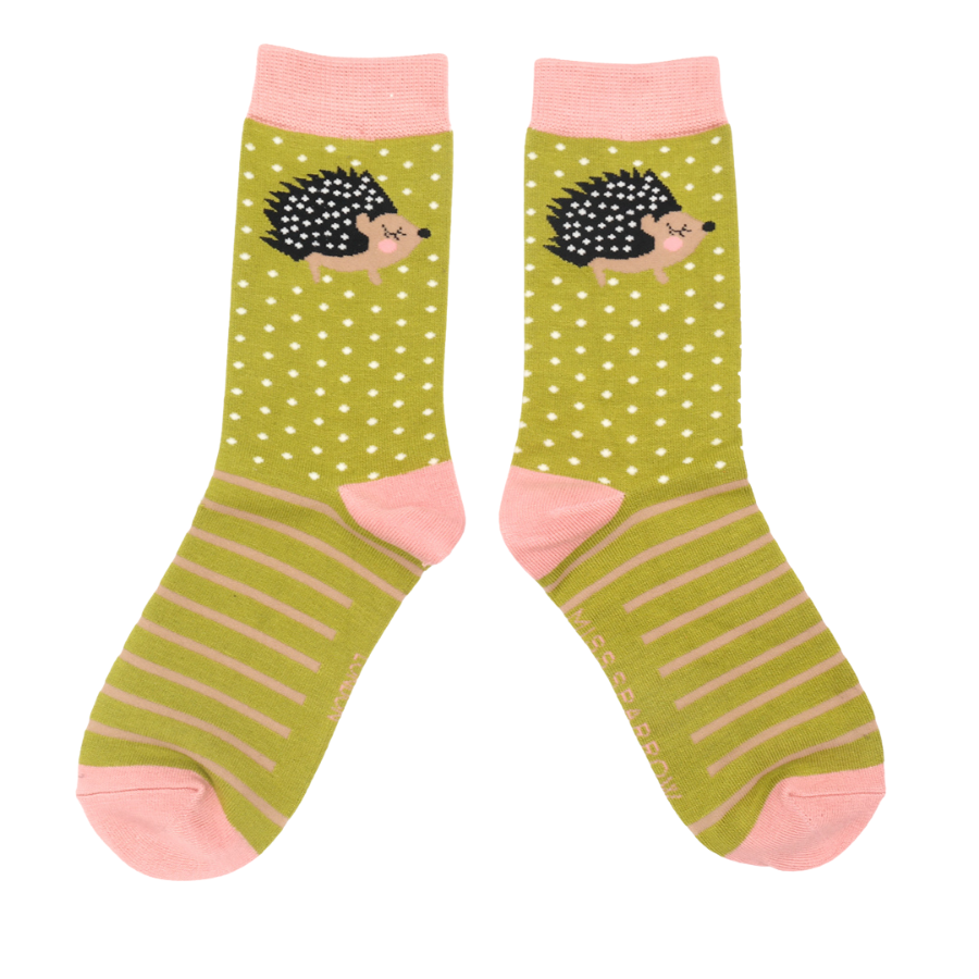 Little Hedgehogs Socks Lime -0 Little Hedgehogs Socks Lime -0