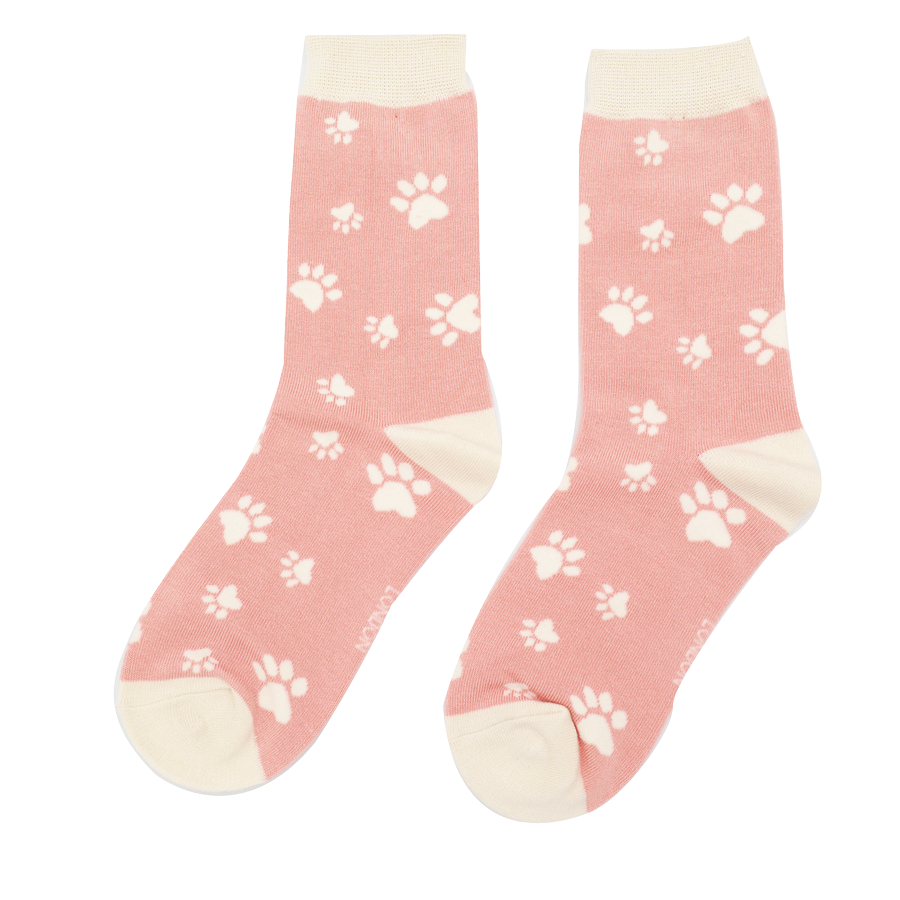 Paw Prints Socks Dusky Pink-0 Paw Prints Socks Dusky Pink-0