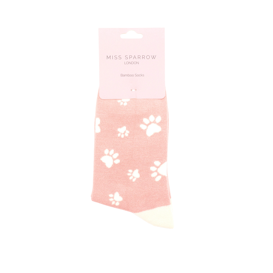 Paw Prints Socks Dusky Pink-5083 Paw Prints Socks Dusky Pink-5083