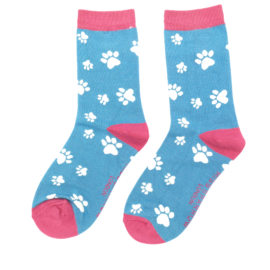 Paw Prints Socks Denim-0