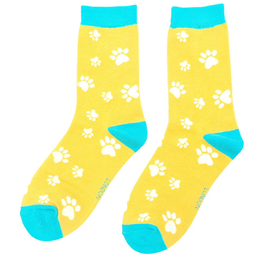 Paw Prints Socks Yellow-0 Paw Prints Socks Yellow-0