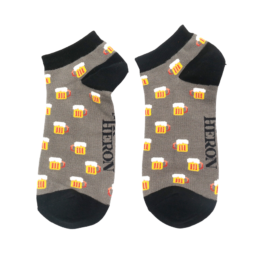 Mr Heron Beer Trainer Socks Grey-0