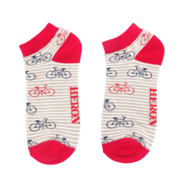 Mr Heron Bikes and Stripes Trainer Socks Grey-0