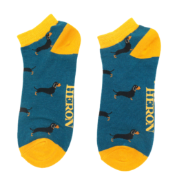 Mr Heron Little Sausage Dogs Trainer Socks Teal-0