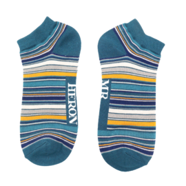 Mr Heron Stripes Trainer Socks Denim-0