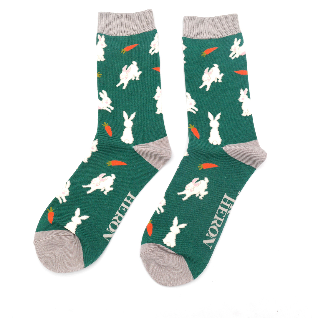 Mr Heron Bunnies & Carrots Socks Green-0 Mr Heron Bunnies & Carrots Socks Green-0
