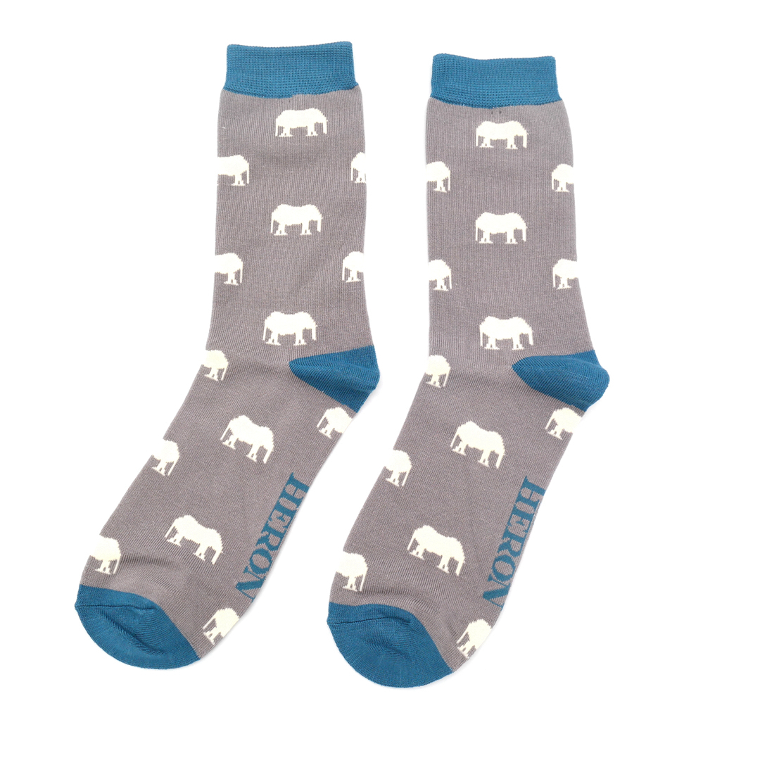 Mr Heron Mini Elephants Socks Grey-0 Mr Heron Mini Elephants Socks Grey-0