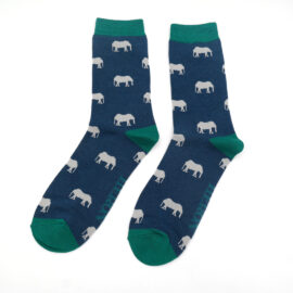 Mr Heron Mini Elephants Socks Navy-0