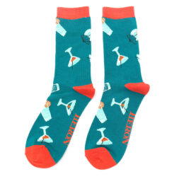 Mr Heron Cocktails Socks Teal-0