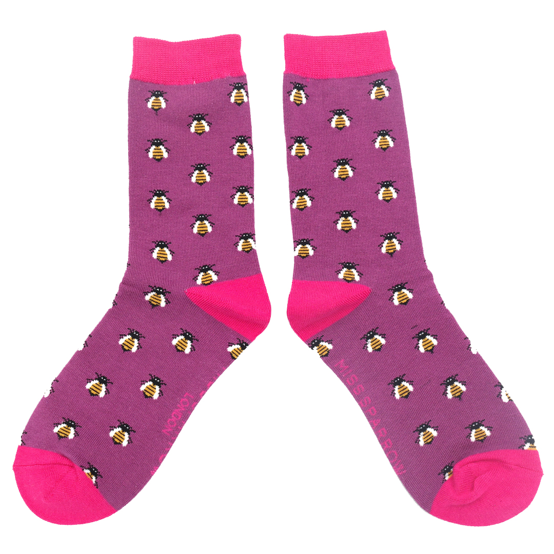 Honey Bees Socks Purple-0 Honey Bees Socks Purple-0