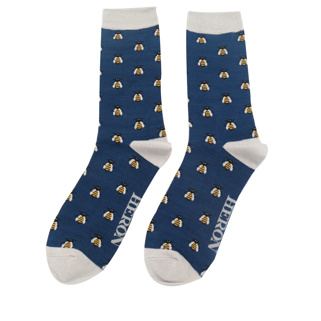 Mr Heron Honey Bees Socks Navy-0