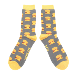 Mr Heron Burgers Socks Grey-0