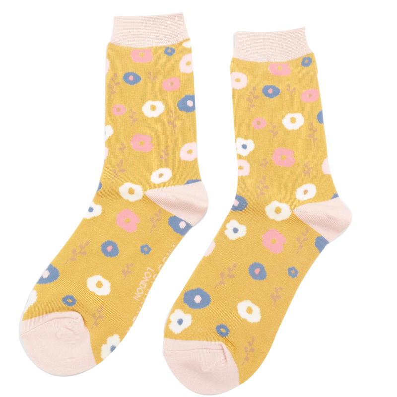 Floral Pattern Socks Yellow -0 Floral Pattern Socks Yellow -0