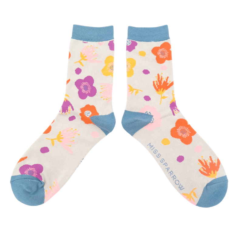Modern Floral Socks Silver-0 Modern Floral Socks Silver-0