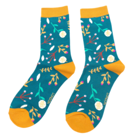 Dandelion Floral Socks Teal-0