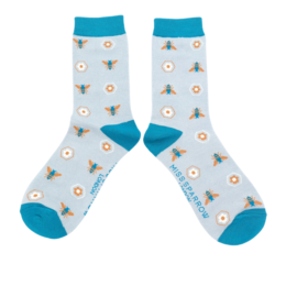 Retro Bees Socks Light Blue-0