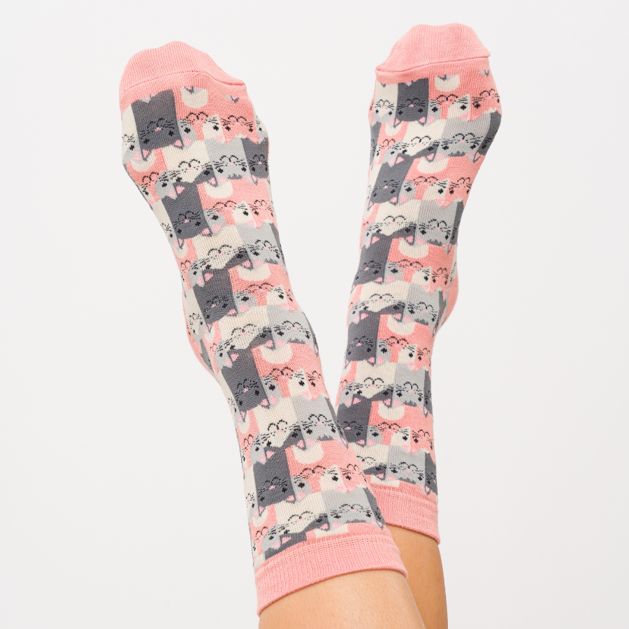 Happy Cats Socks Dusky Pink-0 Happy Cats Socks Dusky Pink-0