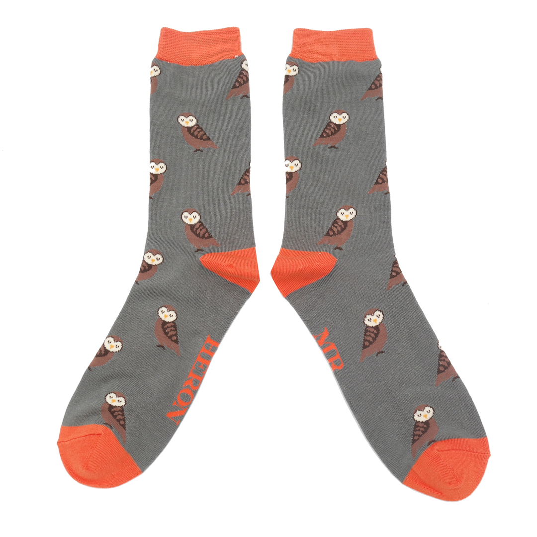 Mr Heron Cute Owls Socks Grey -0 Mr Heron Cute Owls Socks Grey -0