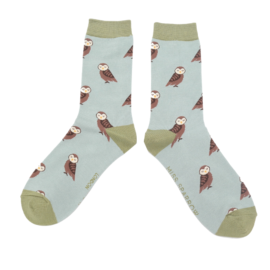 Cute Owls Socks Duck Egg-0