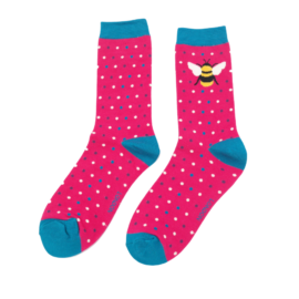 Bumble Bee & Dots Socks Fuchsia-0