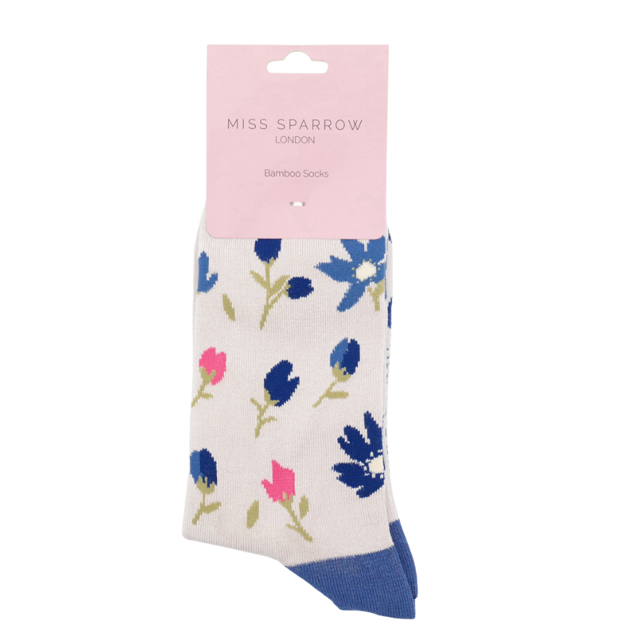 Ditsy Floral Socks Silver-5616 Ditsy Floral Socks Silver-5616