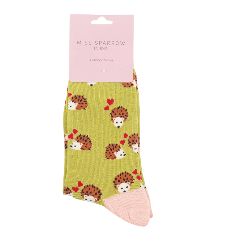 Hearts & Hedgehogs Socks Green-5634 Hearts & Hedgehogs Socks Green-5634