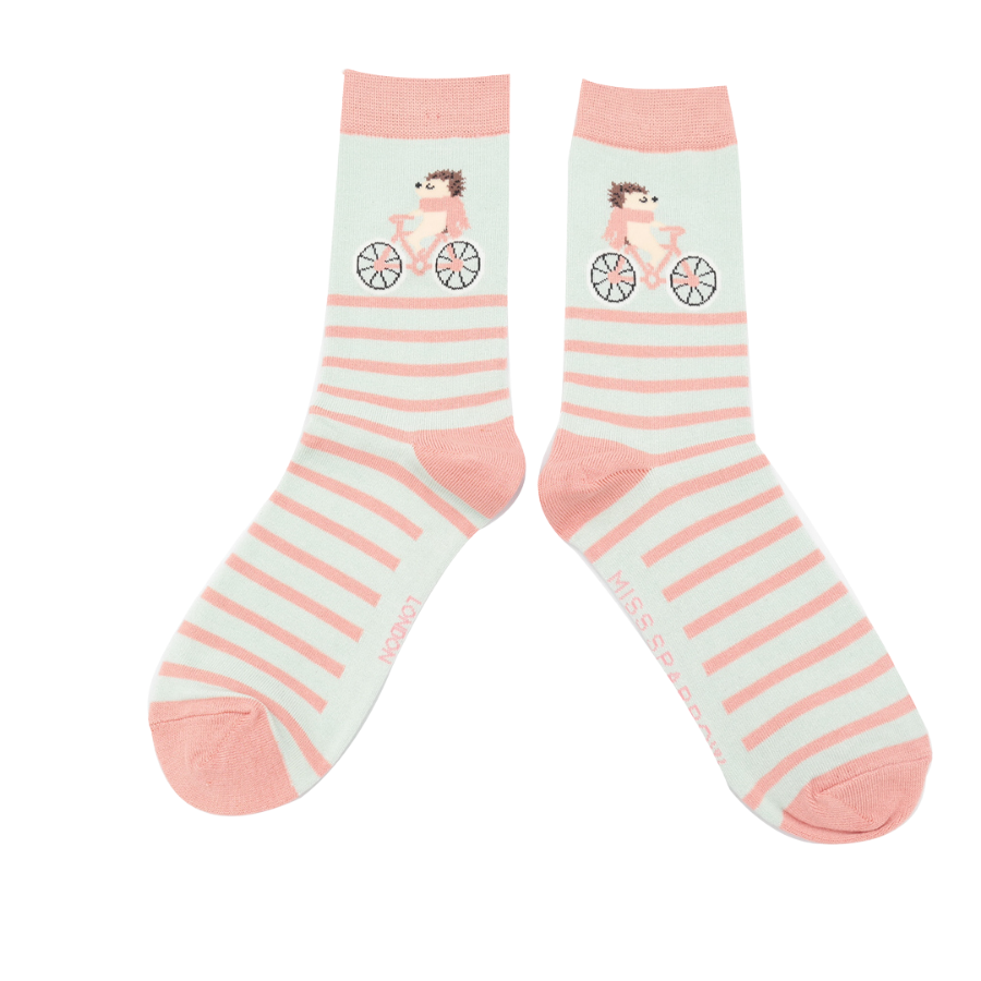 Cycling Hedgehog Socks Duck Egg-0 Cycling Hedgehog Socks Duck Egg-0
