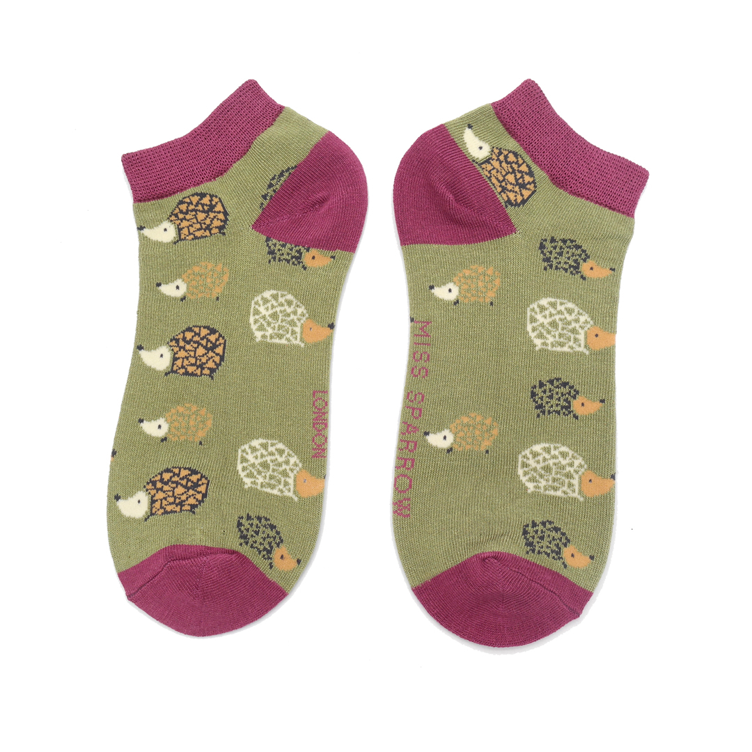 Hedgehogs Trainer Socks Olive-0 Hedgehogs Trainer Socks Olive-0
