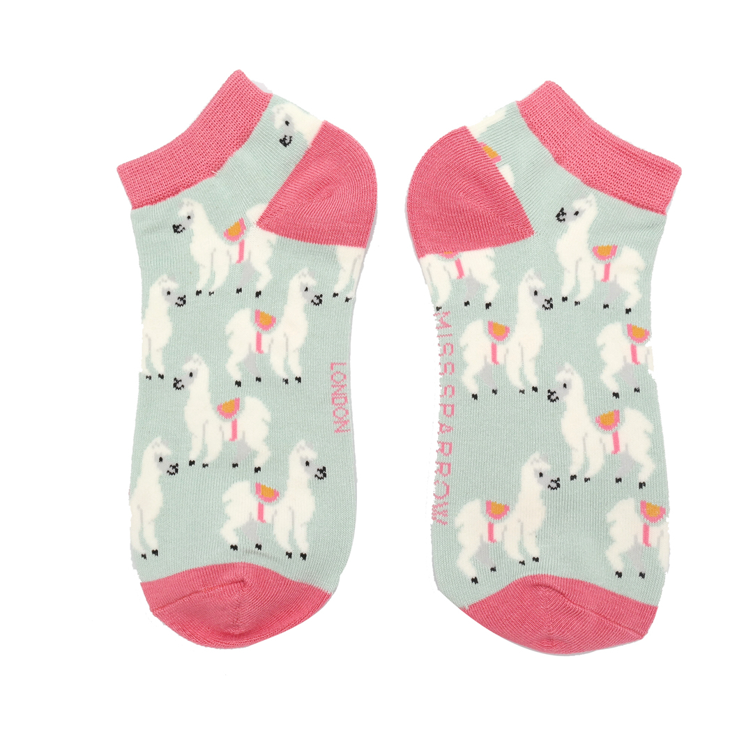 Llamas Trainer Socks Duck Egg-6121 Llamas Trainer Socks Duck Egg-6121