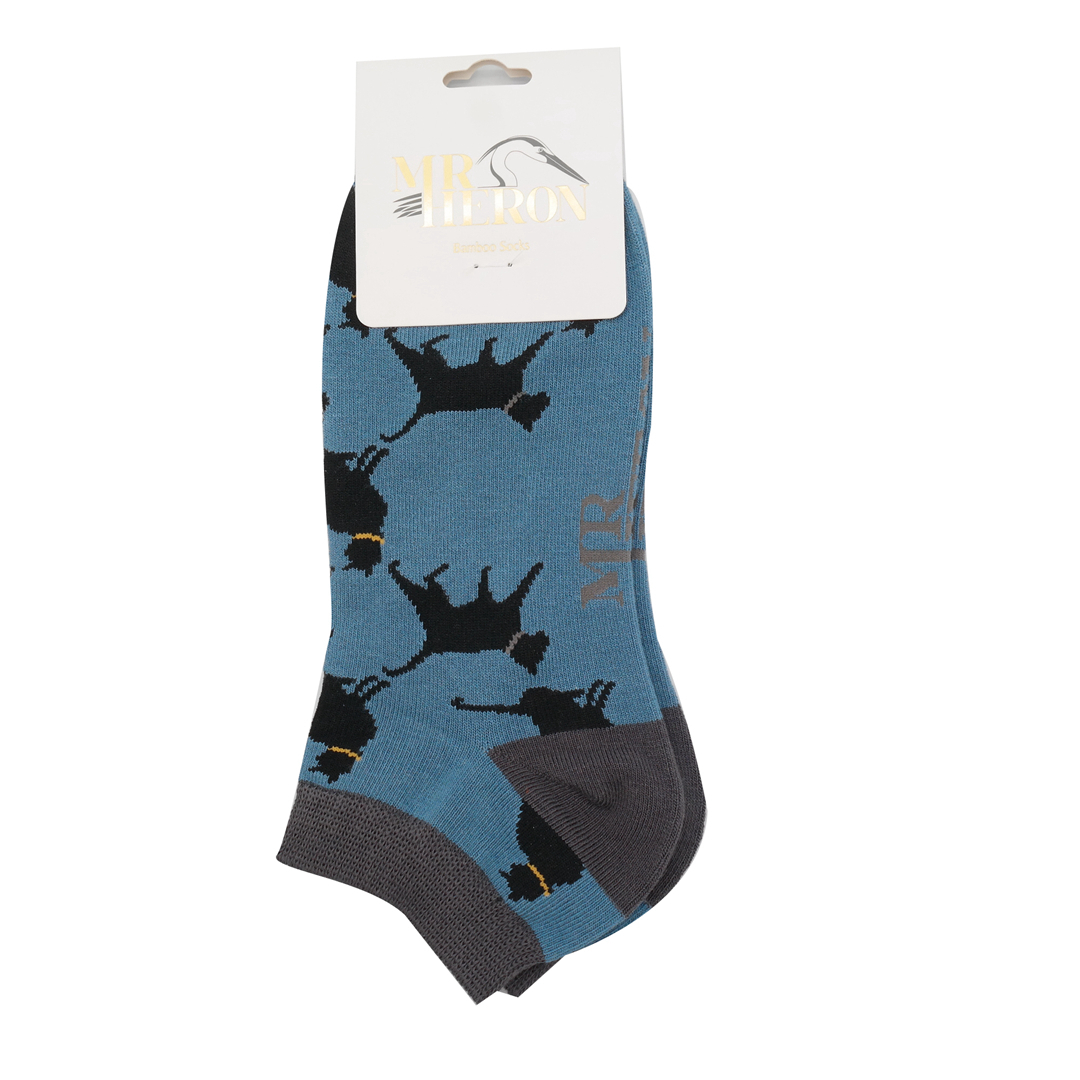 Men's Lucky Cats Trainer Socks Denim-6104 Men's Lucky Cats Trainer Socks Denim-6104