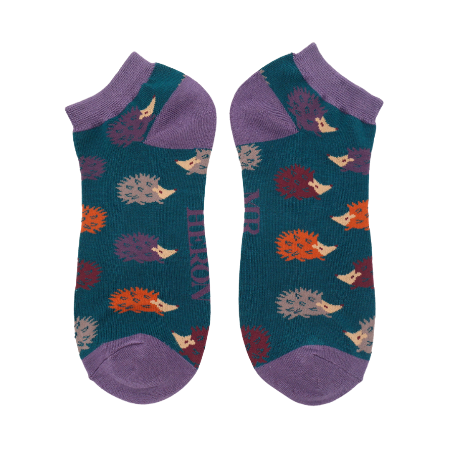 Men's Fun Hedgehogs Trainer Socks Teal-0 Men's Fun Hedgehogs Trainer Socks Teal-0