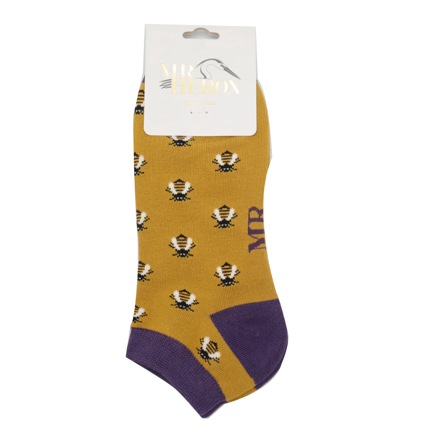 Men's Honey Bees Trainer Socks Yellow-6058 Men's Honey Bees Trainer Socks Yellow-6058