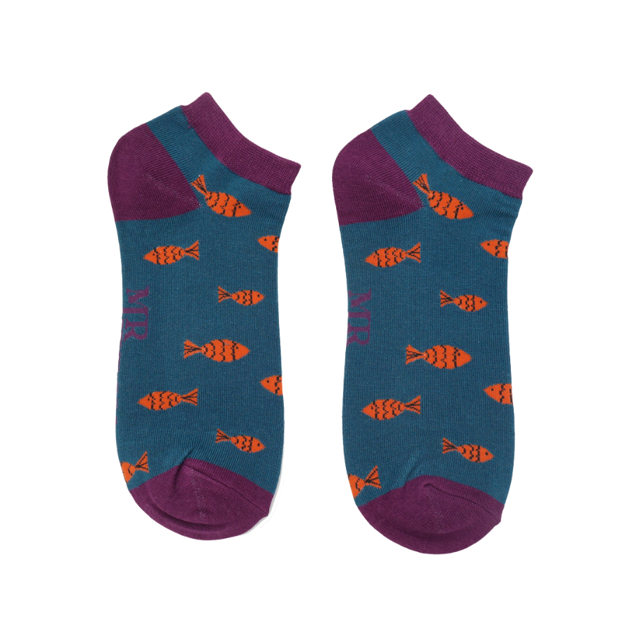 Men's Little Fish Trainer Socks Teal-0 Men's Little Fish Trainer Socks Teal-0