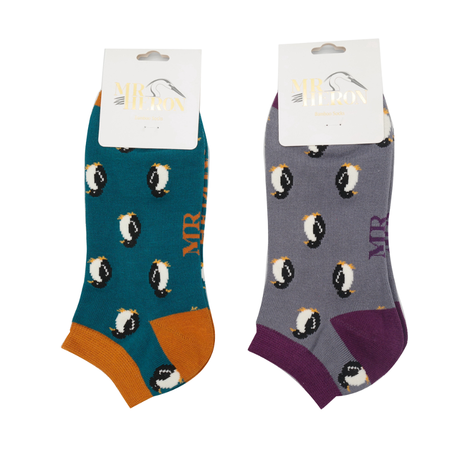 Men's Little Penguins Trainer Socks Teal-6071 Men's Little Penguins Trainer Socks Teal-6071